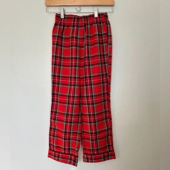CrewCuts Red Plaid Flannel Boys Pajama Set, size medium, Long Sleeves and Pants - Picture 6 of 7